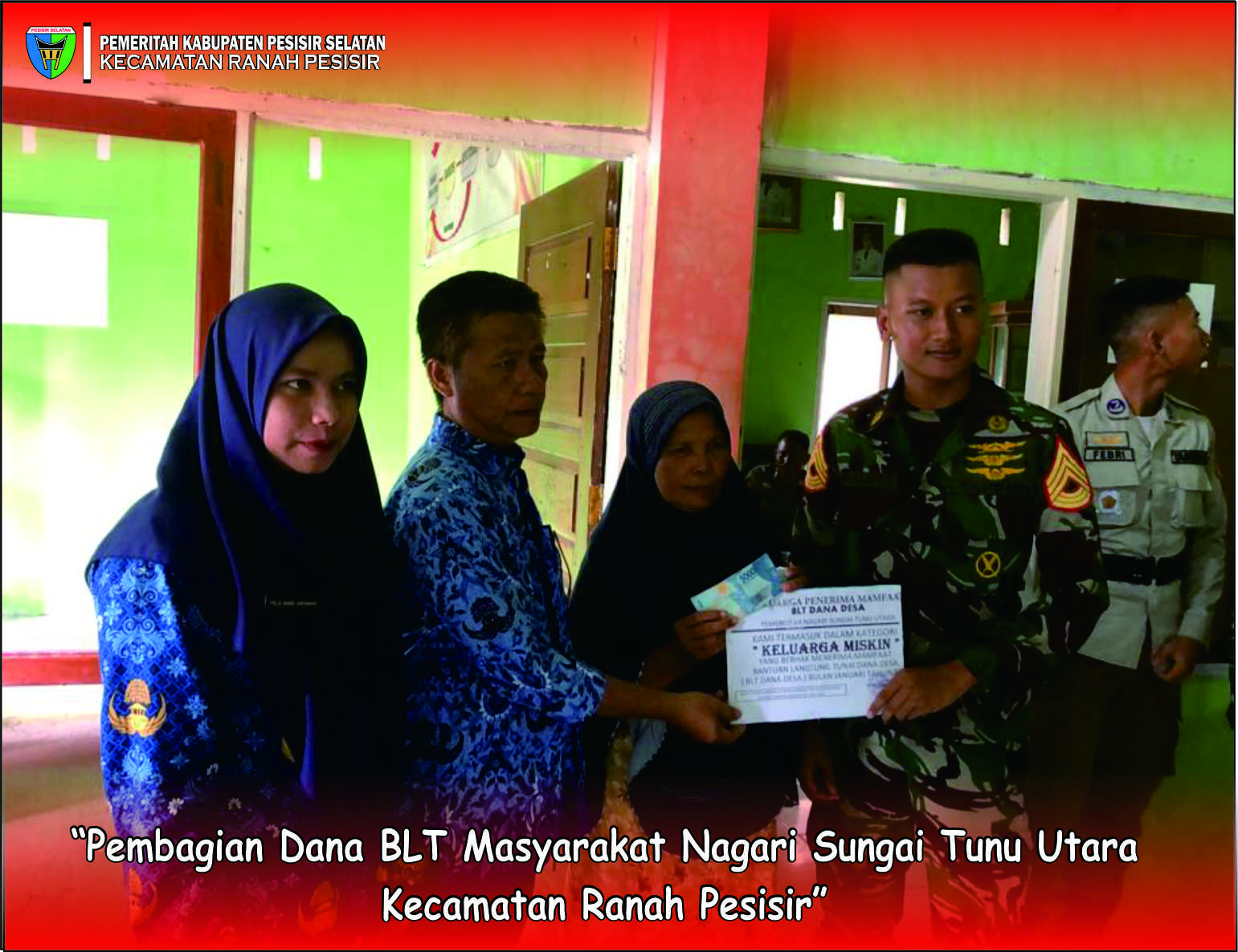 Pembagian Dana BLT Masyarakat Nagari Sungai Tunu Utara Kecamatan Ranah Pesisir