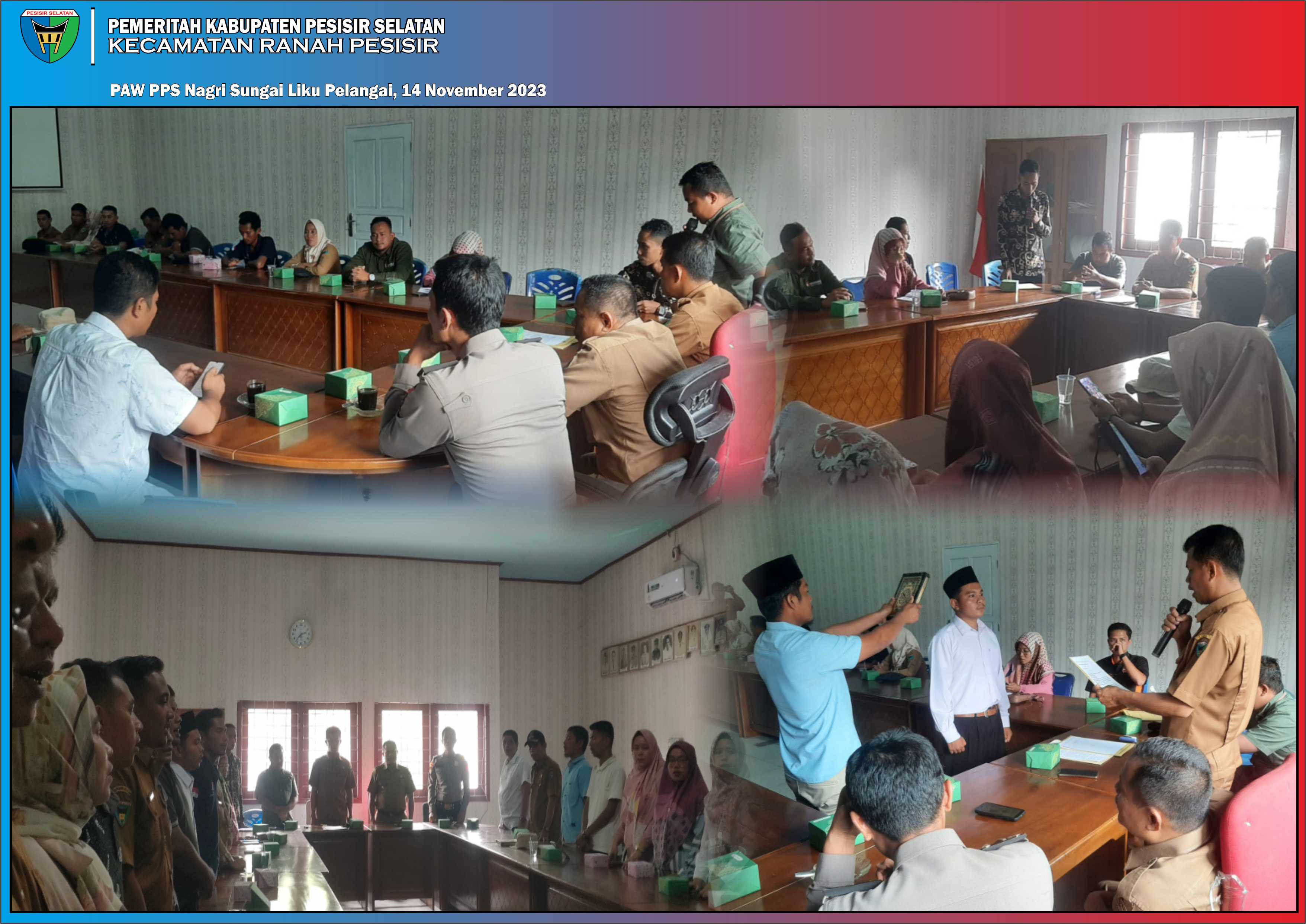 PAW Nagari Sungai Liku Pelangai  Kec. Ranah Pesisir di Lantik KPU Melalui PPK Ranah Pesisir