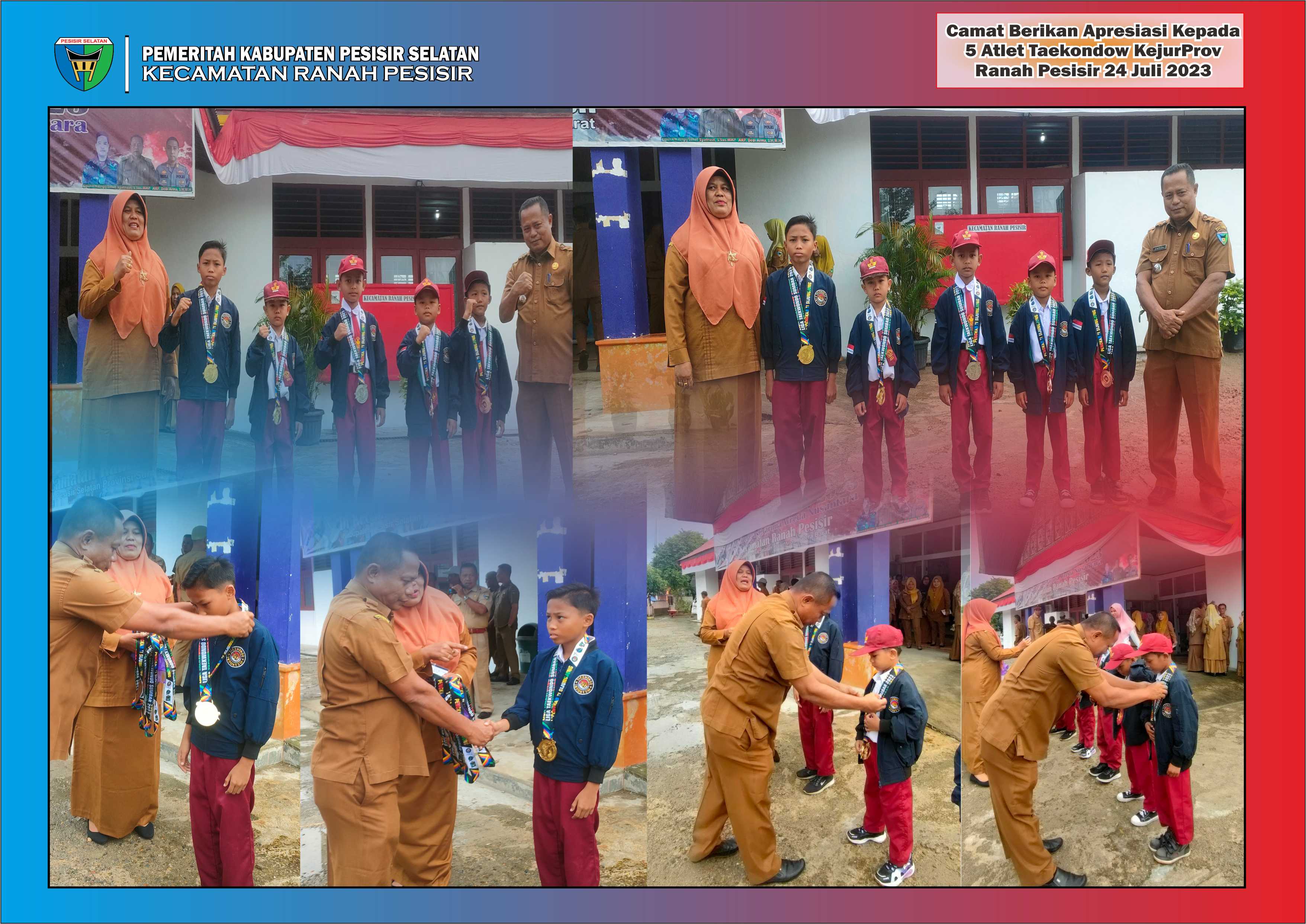 Camat Ranah Pesisir Berikan Apresiasi kepada 5 Atlit Taekwondo Kejurprov Sesumbar
